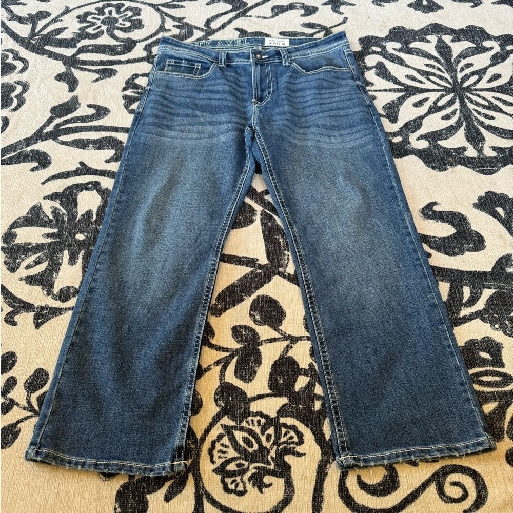 TK‎ Axel Slim Bootcut Jeans Blue Medium Wash Flap Pocket 36x30 RN138823 (1025)